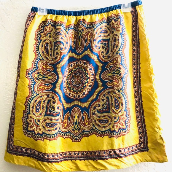 Nice Things by Paloma S yellow printed silk skirt size 6 - Picture 4 of 8